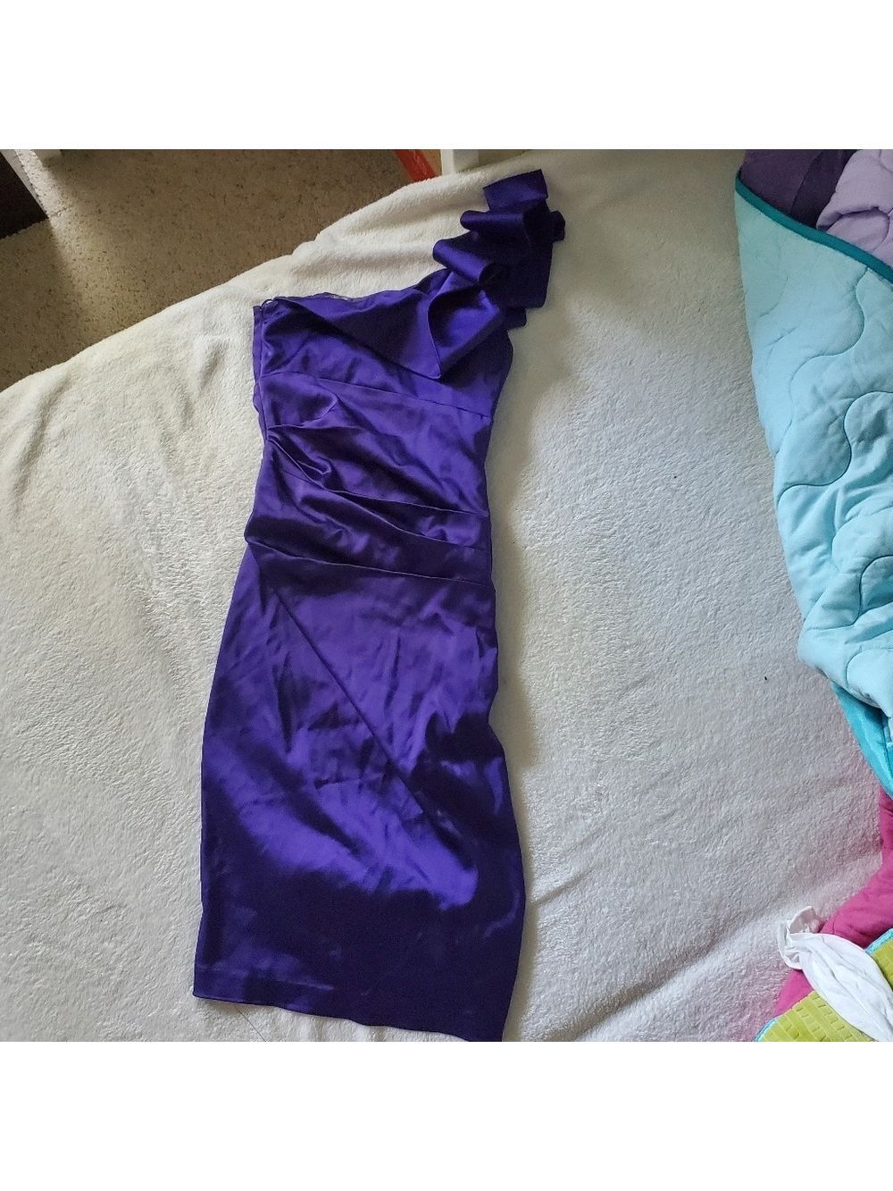 Cache One Shoulder Ruffle Dress Purple - Picture 6 of 7